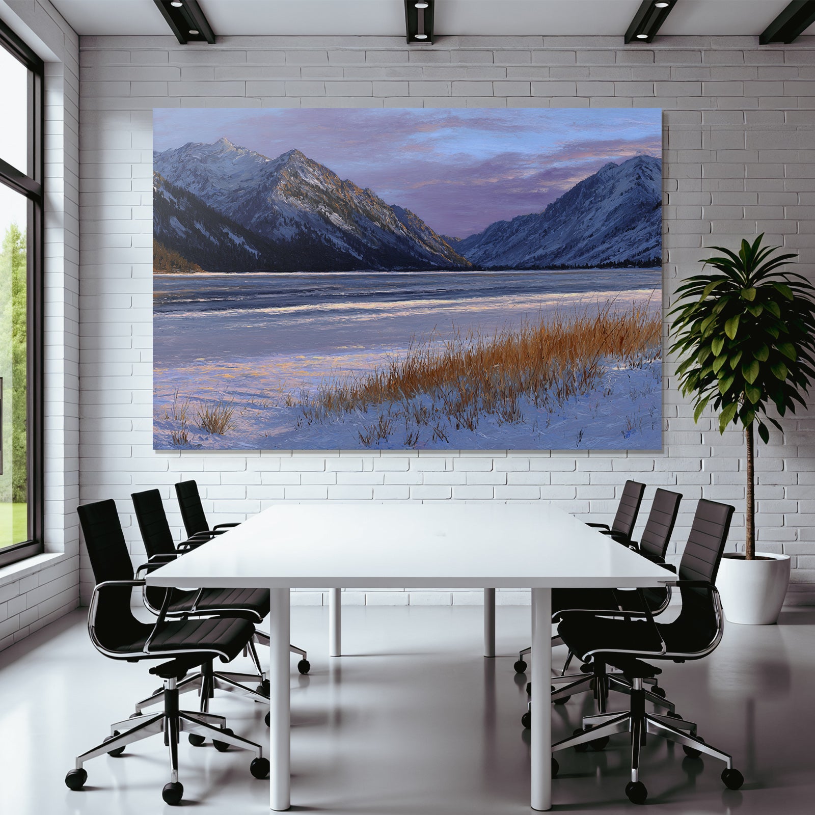 Winterliche Berglandschaft Mit Vereistem See Und Grasflecken