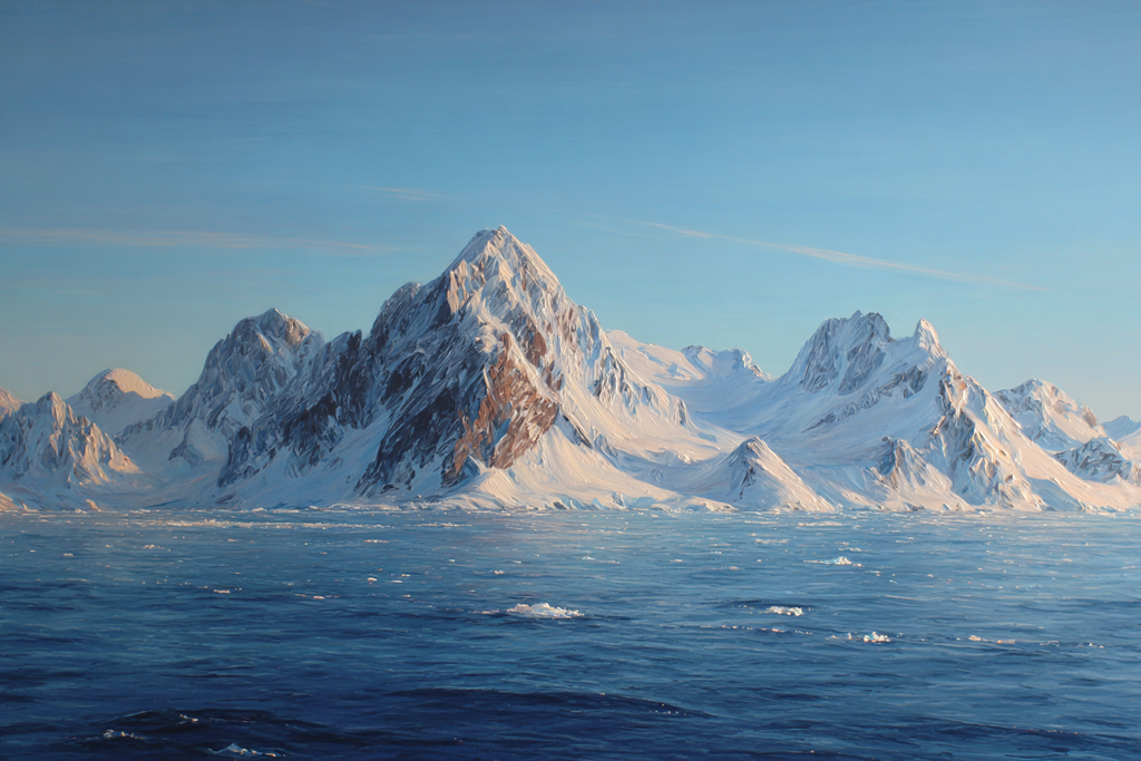 Winterliche Landschaft Mit Schneebedeckten Bergen Und Stillem Meer | Eis und Schnee | Natur