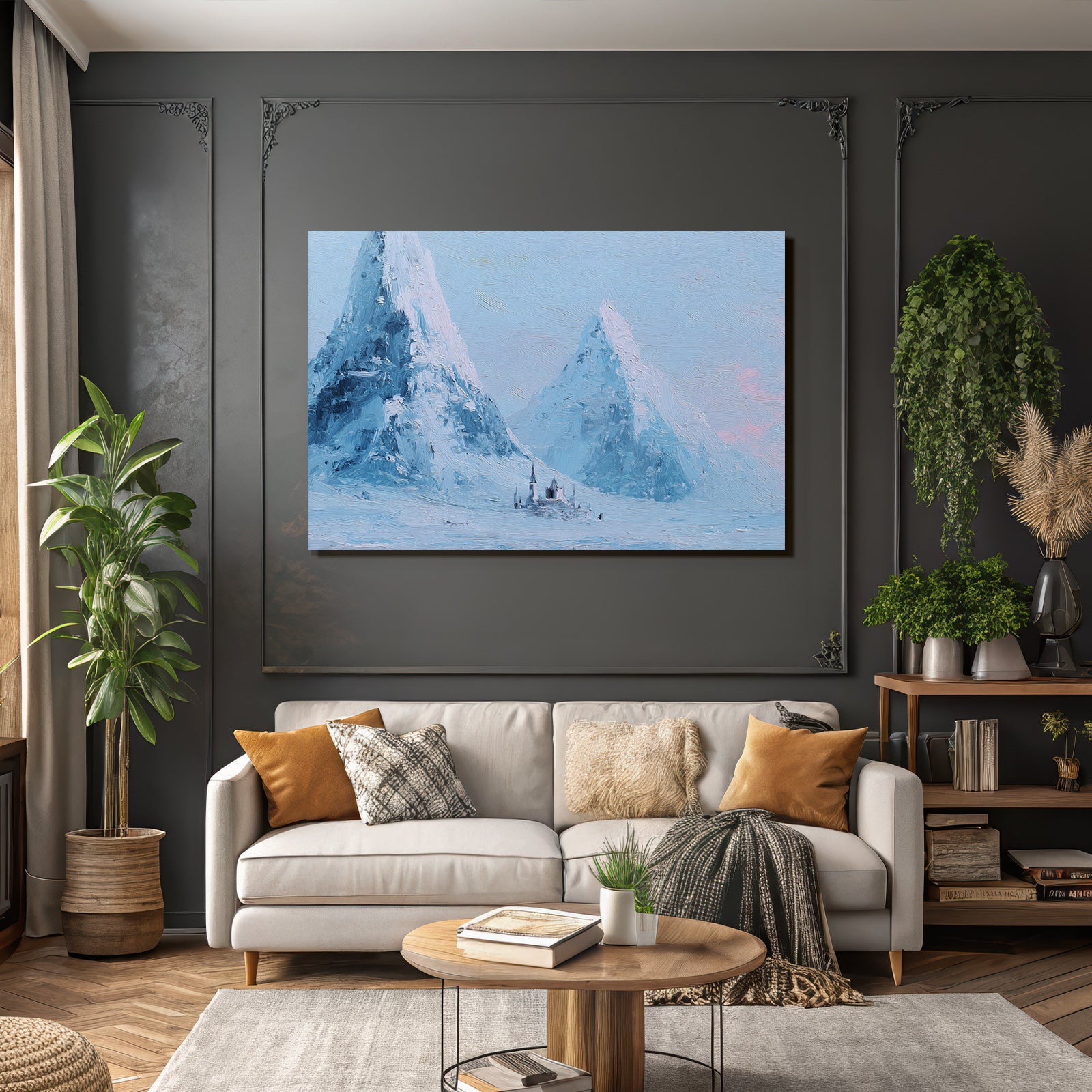 Winterliche Schneeberglandschaft Mit Schloss