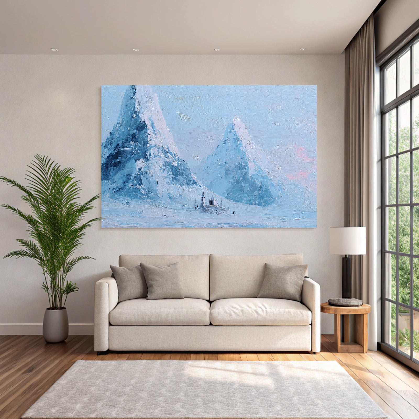 Winterliche Schneeberglandschaft Mit Schloss