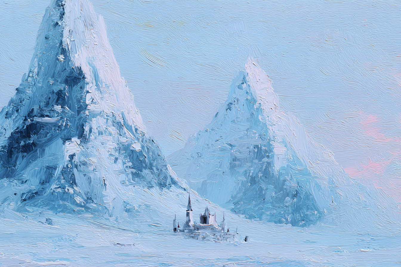 Winterliche Schneeberglandschaft Mit Schloss | Eis und Schnee | Natur