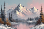 Winterliche See Reflexion Von Bergen Und Fichten | Eis und Schnee | Natur