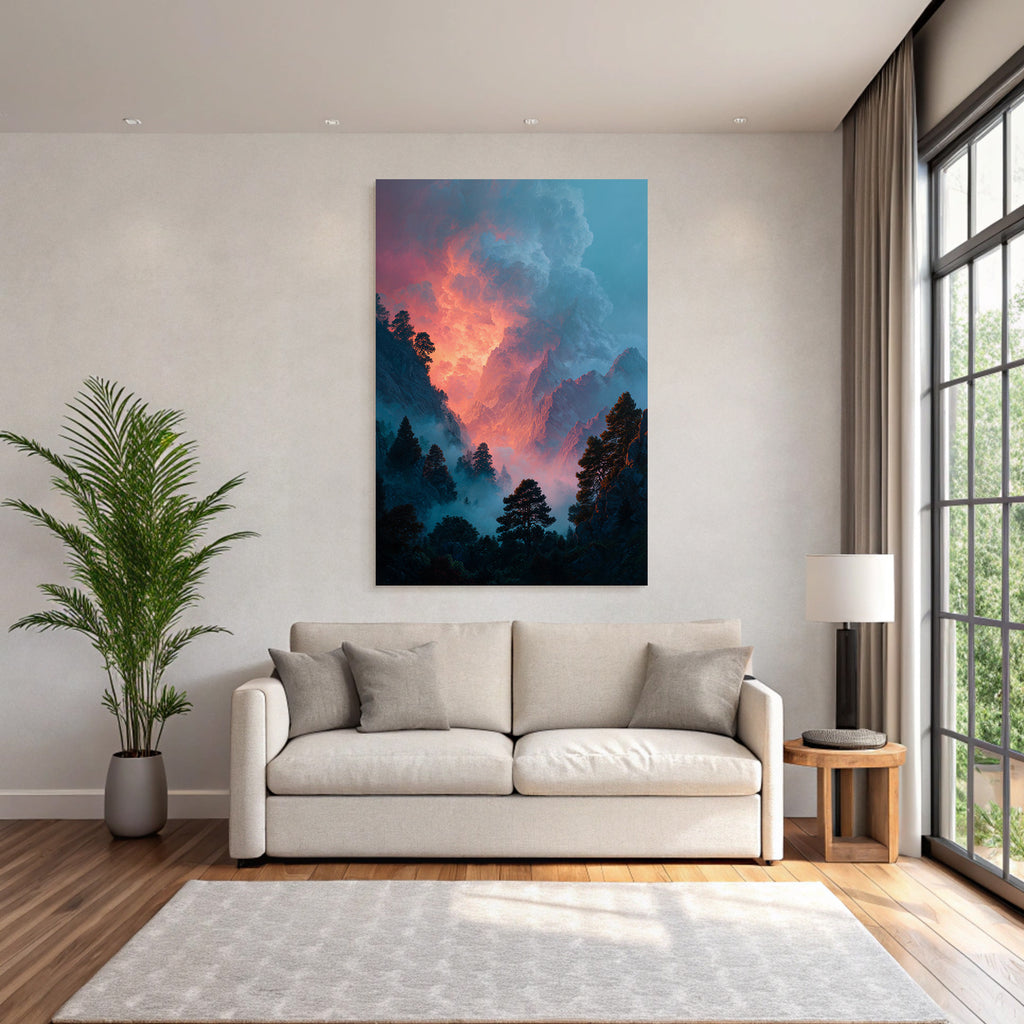 Dramatische Landschaft Mit Türmischen Bergen Und Morgenröte