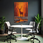 Hirsch Vor Lodernder Vulkanlandschaft