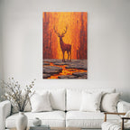 Hirsch Vor Lodernder Vulkanlandschaft