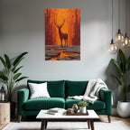 Hirsch Vor Lodernder Vulkanlandschaft