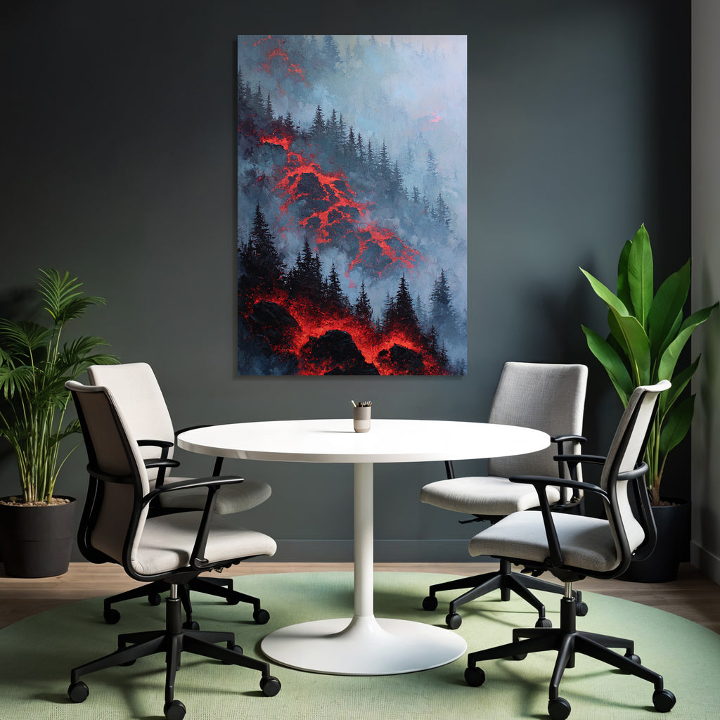 Roter Lavafluss Im Fichtenwald