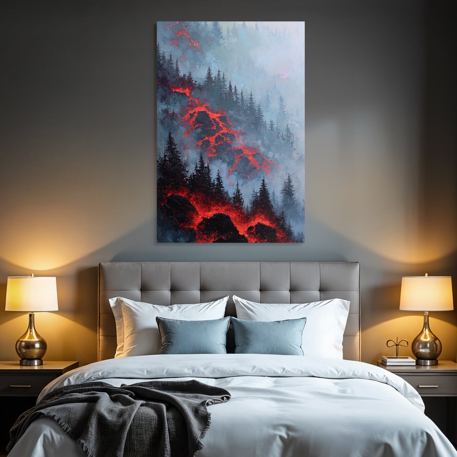 Roter Lavafluss Im Fichtenwald