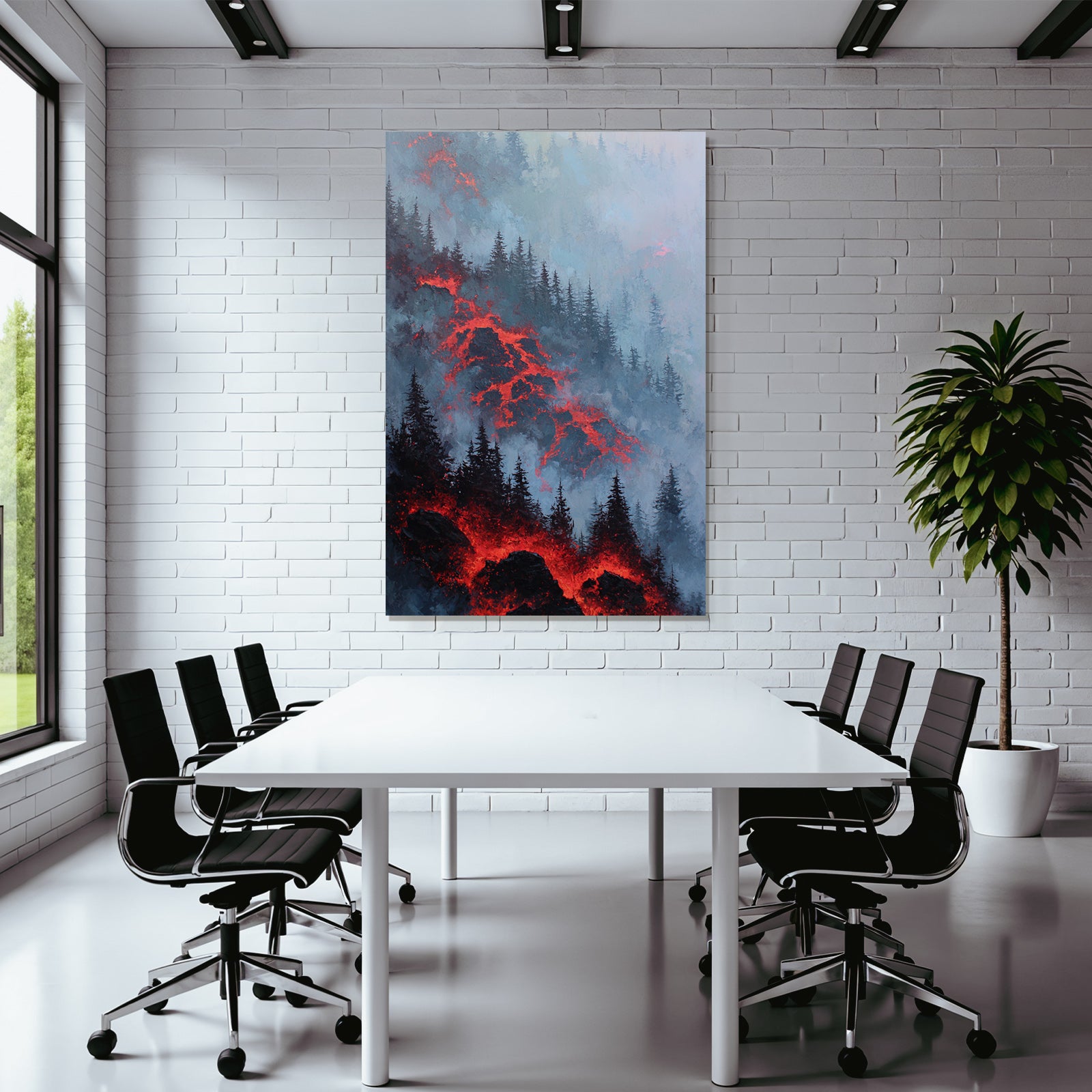 Roter Lavafluss Im Fichtenwald