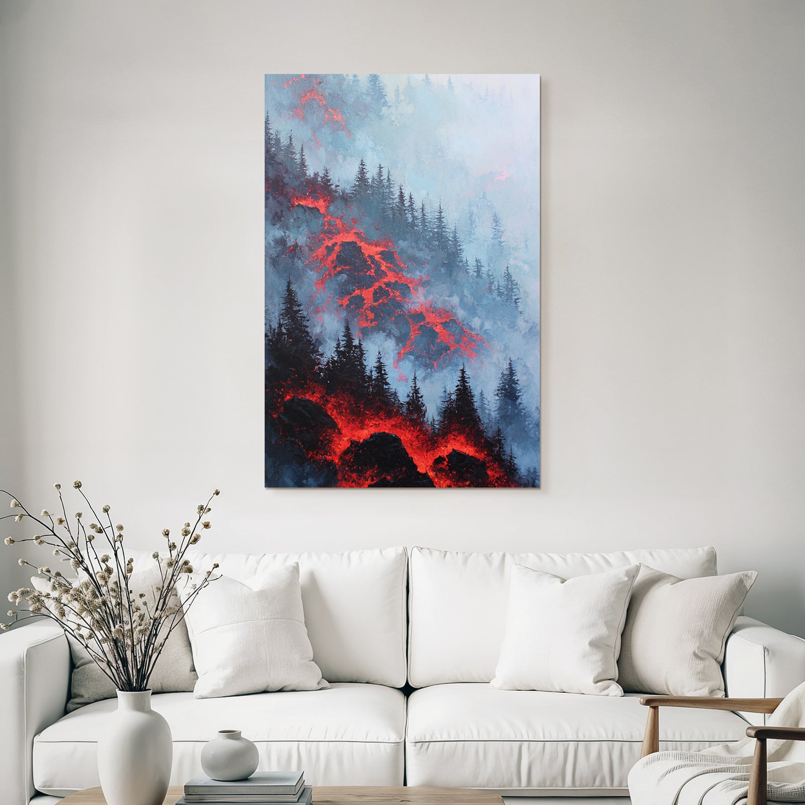 Roter Lavafluss Im Fichtenwald