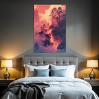 Surreale Vulkanlandschaft Mit Bäumen Und Lava