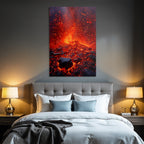 Vulkanausbruch Mit Glühender Lava Und Vulkanfelsen