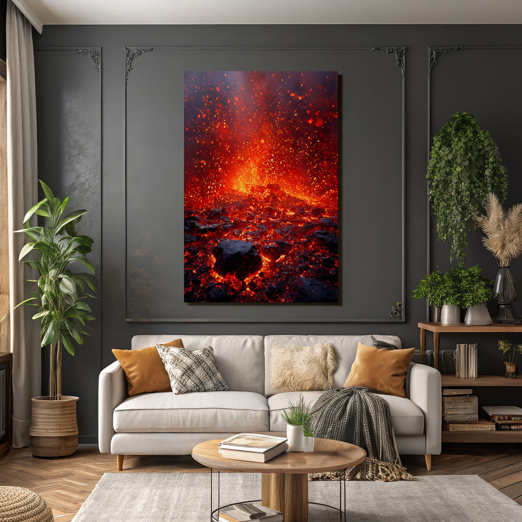 Vulkanausbruch Mit Glühender Lava Und Vulkanfelsen