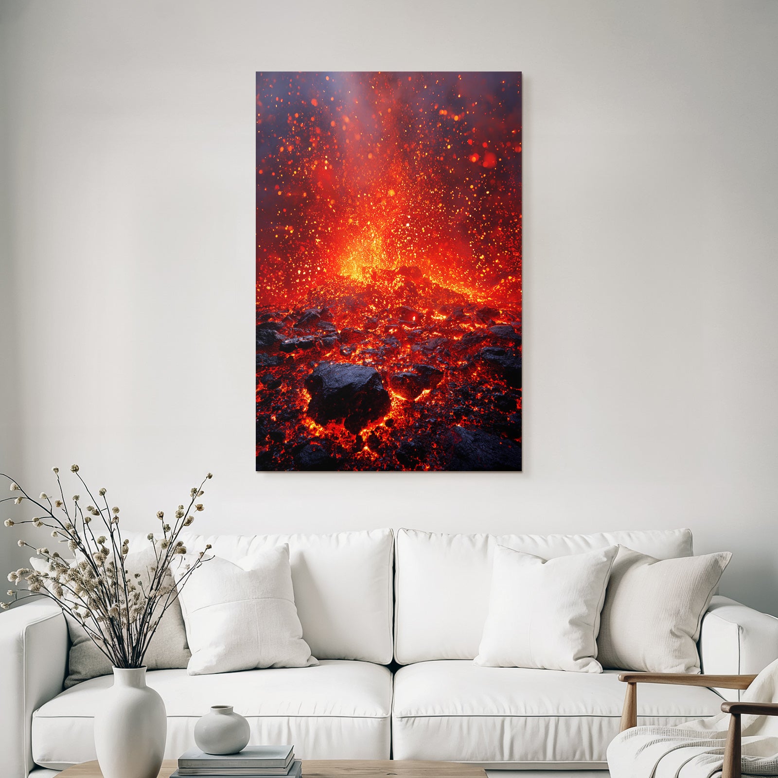 Vulkanausbruch Mit Glühender Lava Und Vulkanfelsen