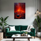 Vulkanausbruch Mit Glühender Lava Und Vulkanfelsen