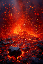 Vulkanausbruch Mit Glühender Lava Und Vulkanfelsen | Feuer und Vulkane | Natur