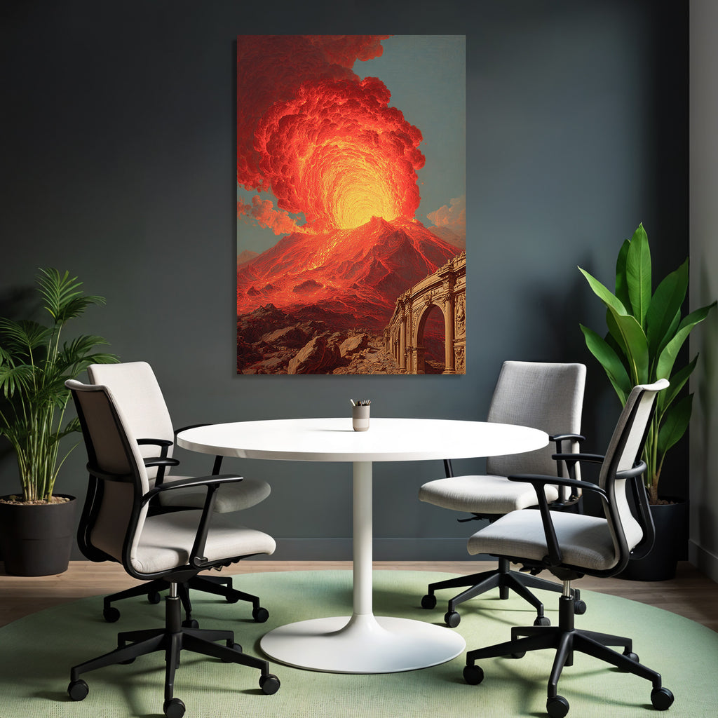 Vulkaneruption Mit Lava Und Klassischem Bogen
