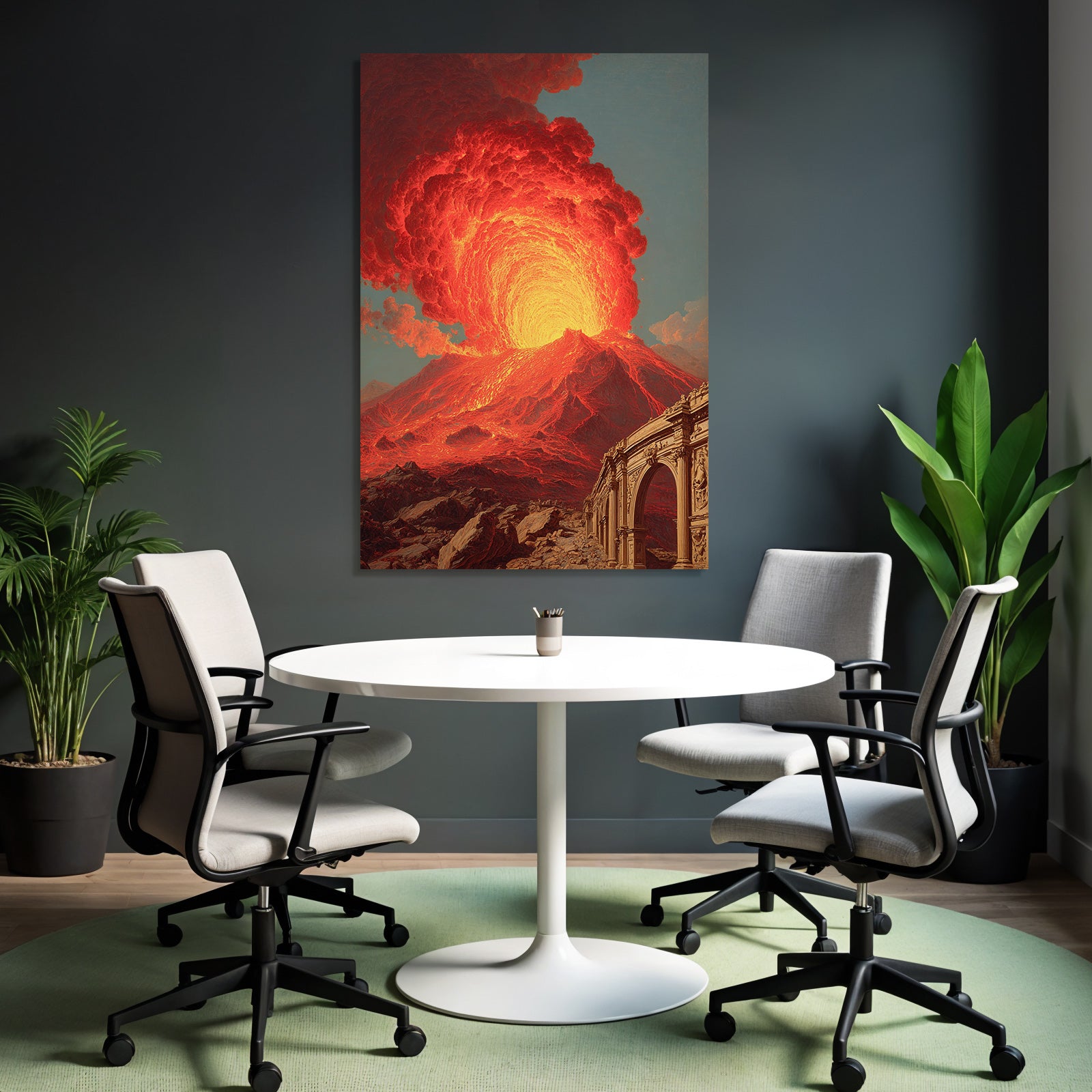 Vulkaneruption Mit Lava Und Klassischem Bogen