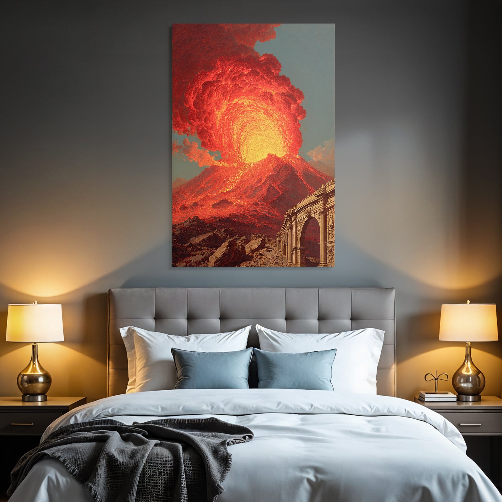 Vulkaneruption Mit Lava Und Klassischem Bogen