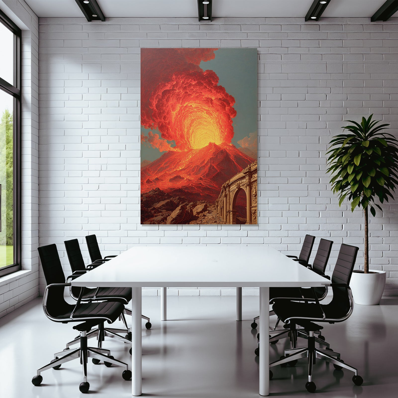 Vulkaneruption Mit Lava Und Klassischem Bogen
