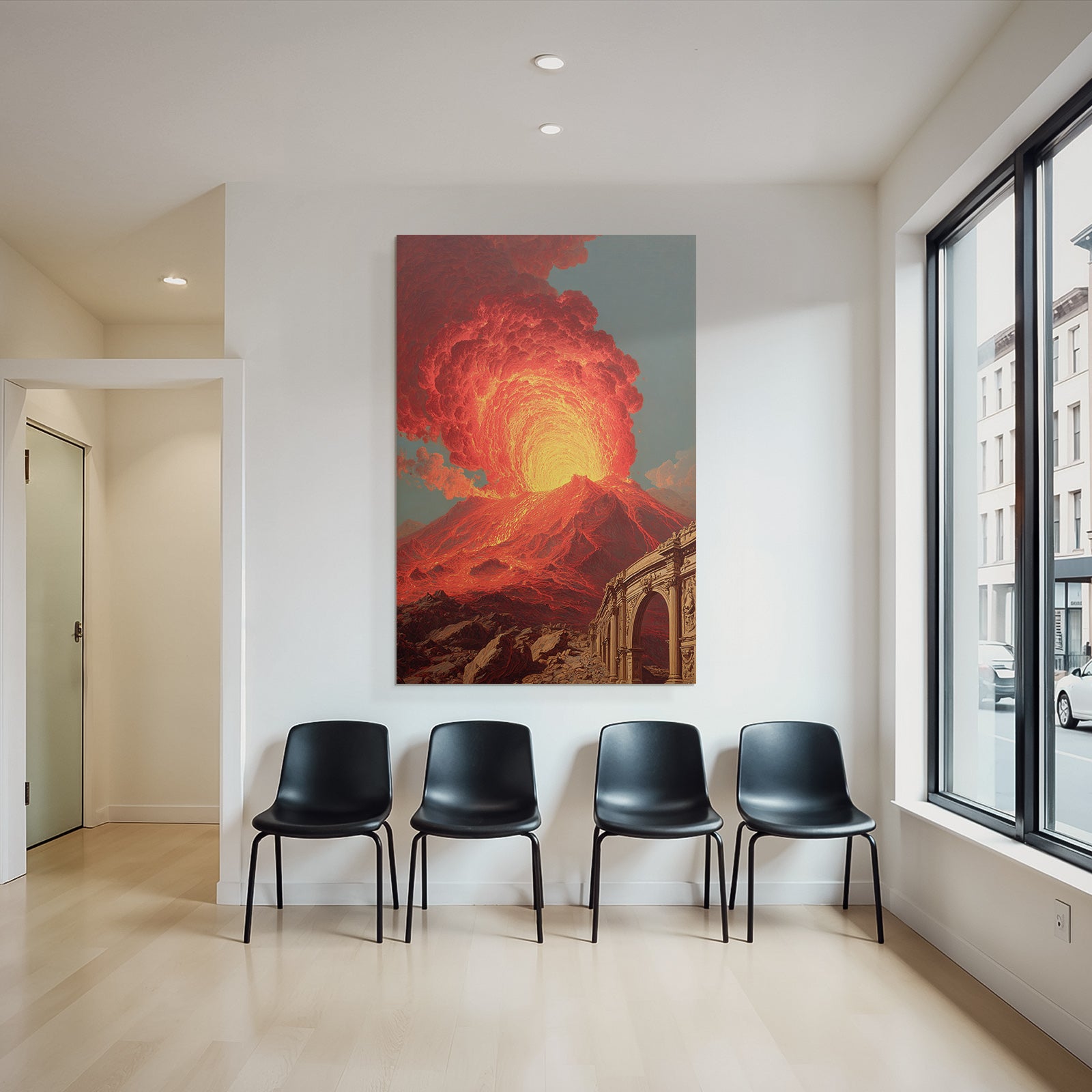 Vulkaneruption Mit Lava Und Klassischem Bogen