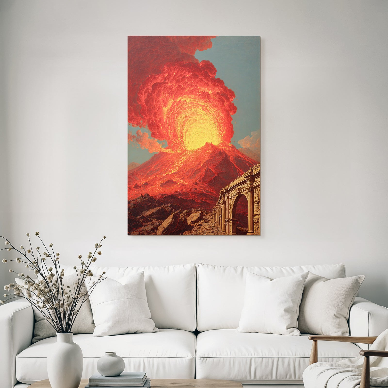 Vulkaneruption Mit Lava Und Klassischem Bogen