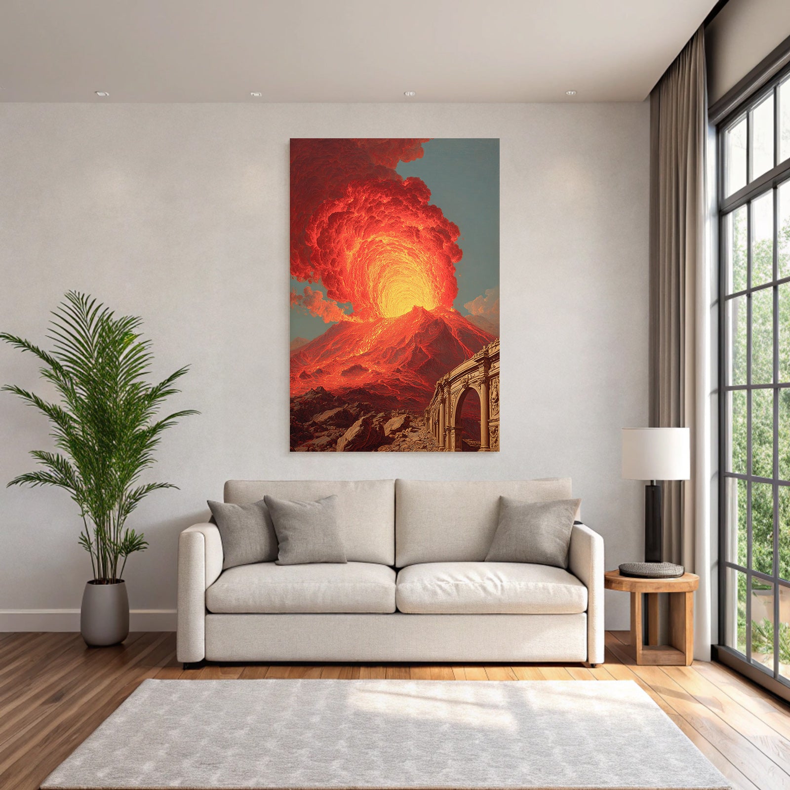 Vulkaneruption Mit Lava Und Klassischem Bogen