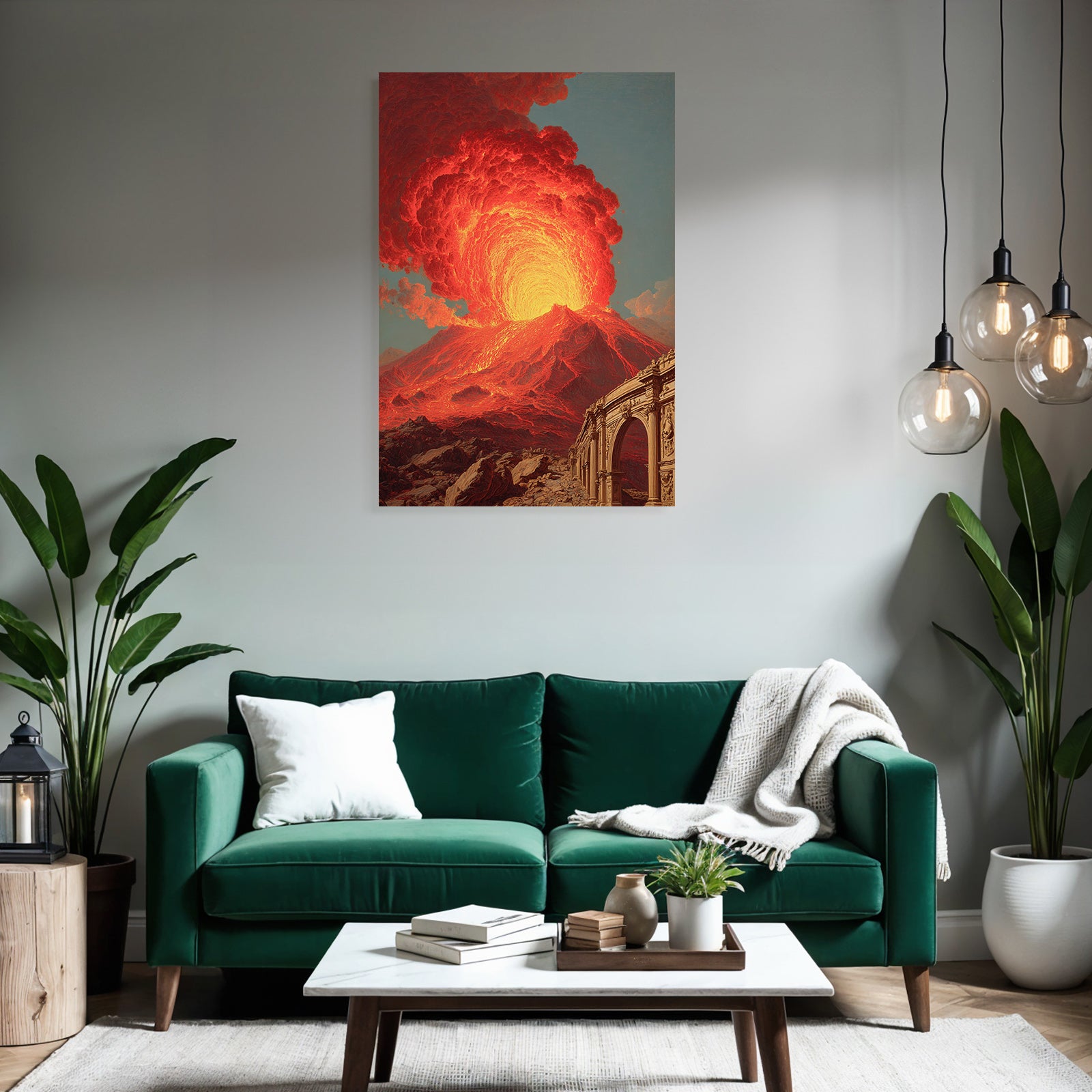 Vulkaneruption Mit Lava Und Klassischem Bogen