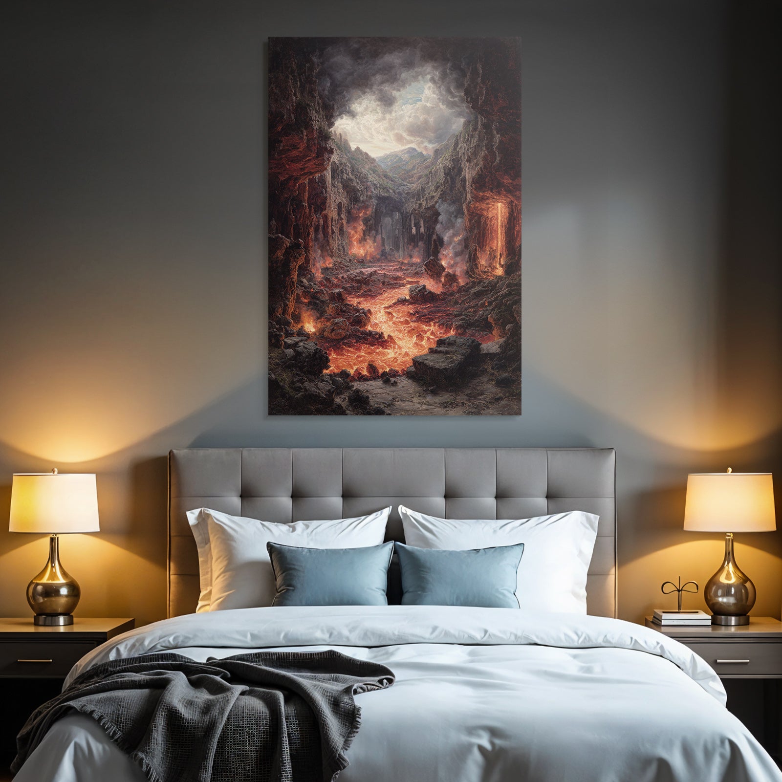Vulkanlandschaft Mit Fliessender Lava
