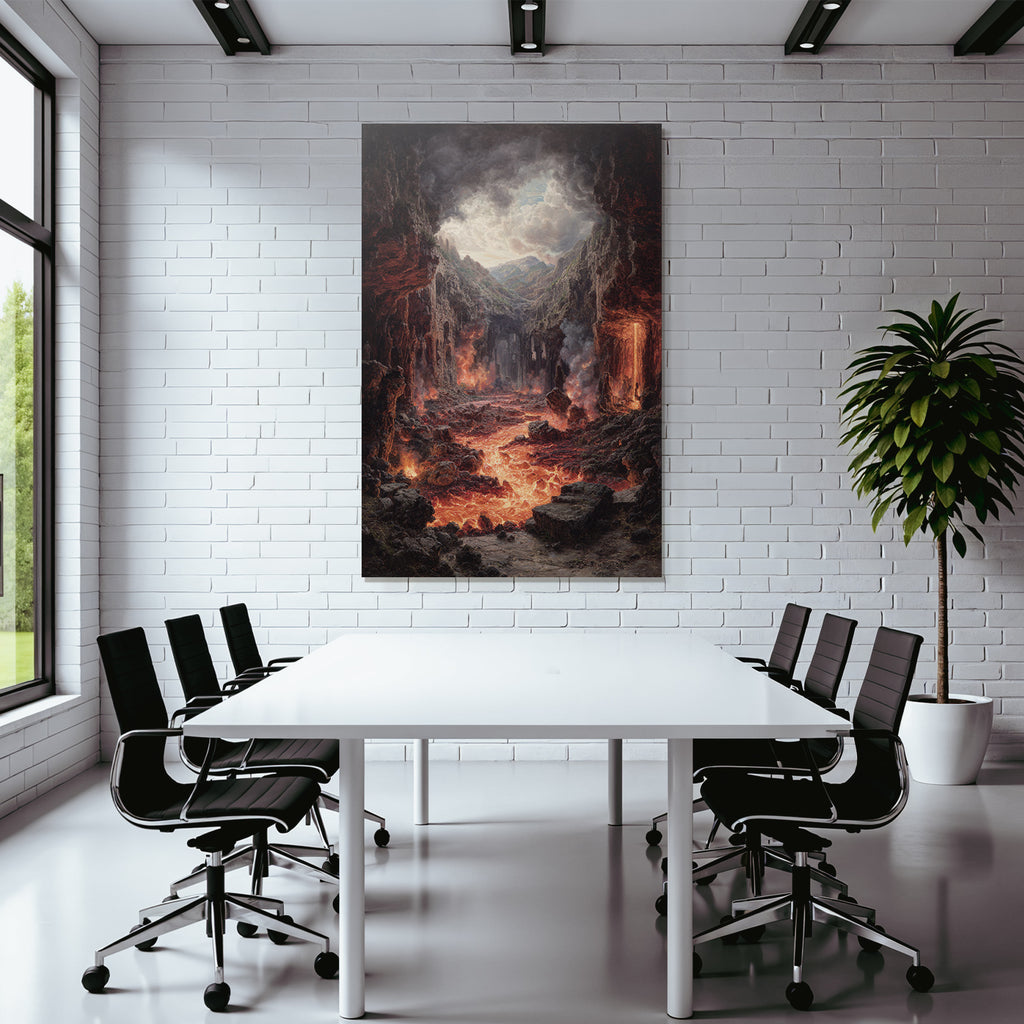Vulkanlandschaft Mit Fliessender Lava