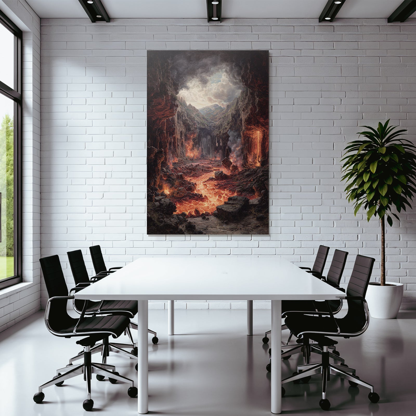Vulkanlandschaft Mit Fliessender Lava