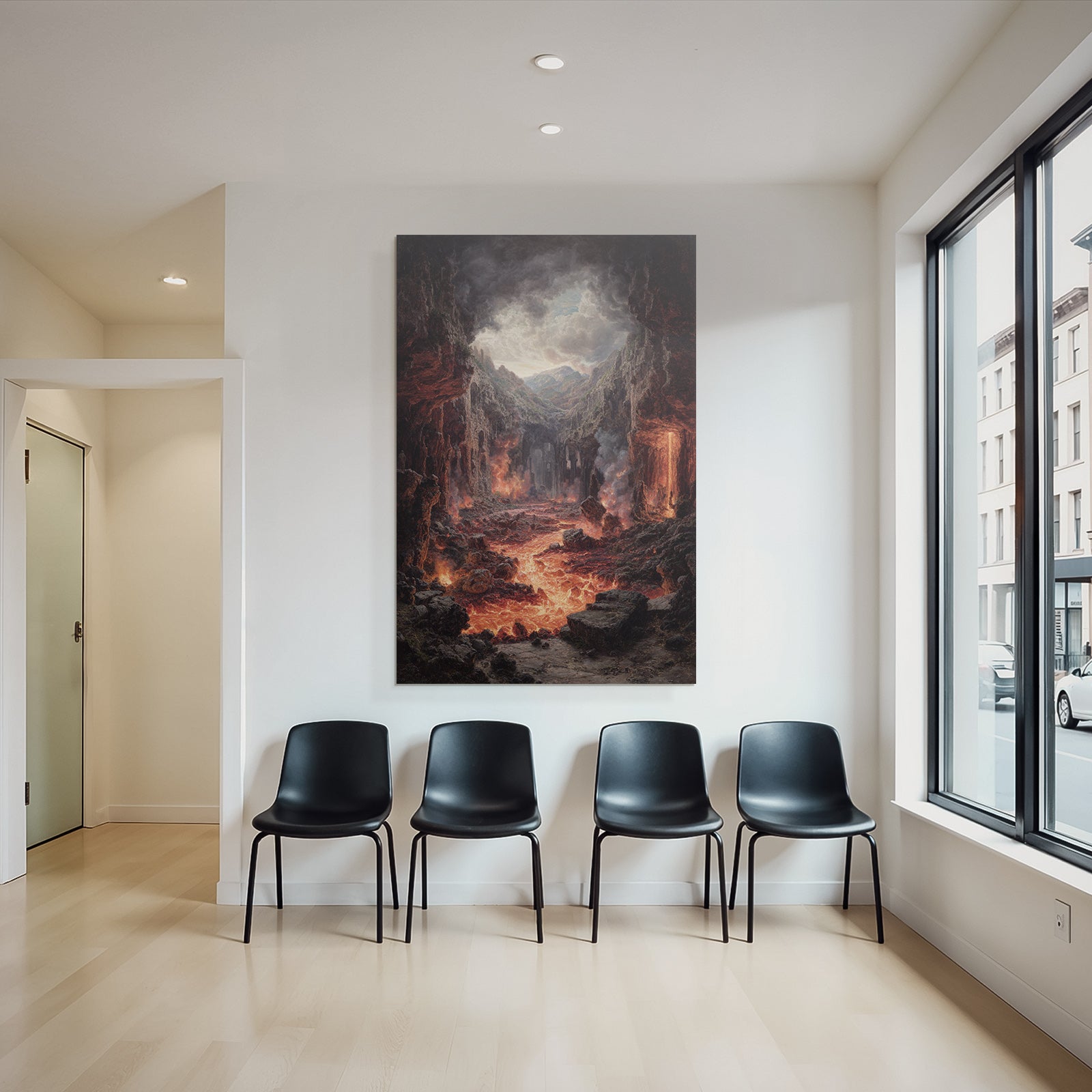 Vulkanlandschaft Mit Fliessender Lava