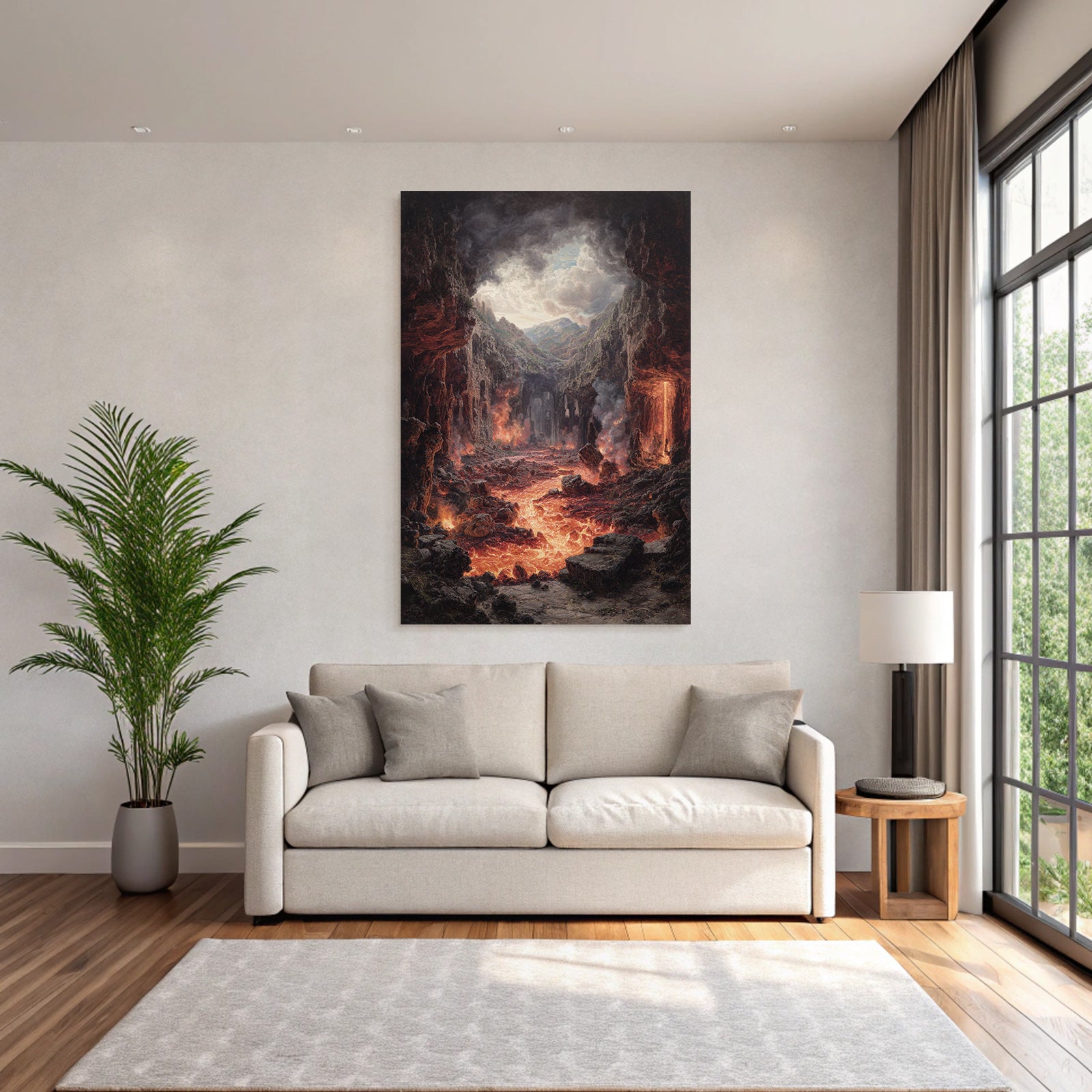 Vulkanlandschaft Mit Fliessender Lava