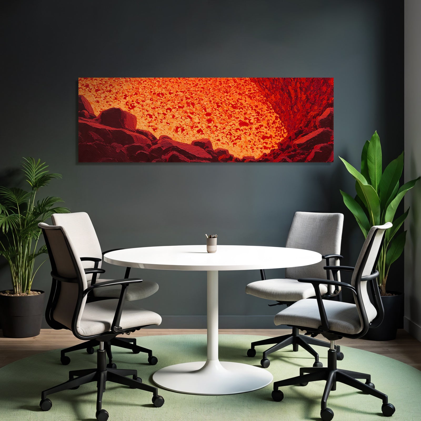 Abstrakte Vulkanlandschaft Mit Gluhender Lava