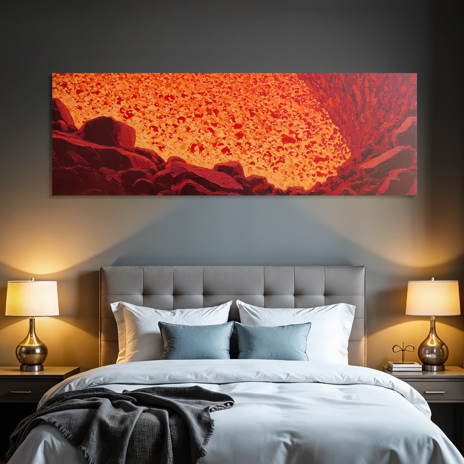 Abstrakte Vulkanlandschaft Mit Gluhender Lava