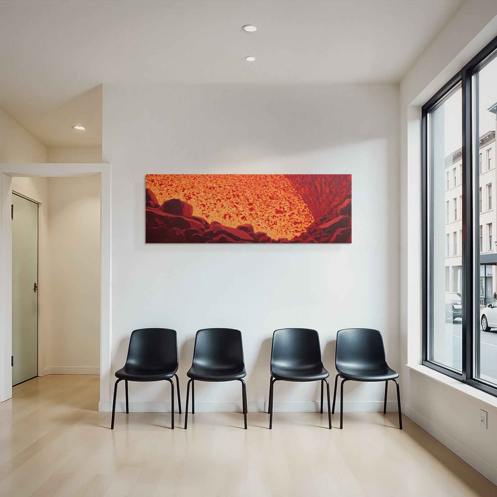 Abstrakte Vulkanlandschaft Mit Gluhender Lava