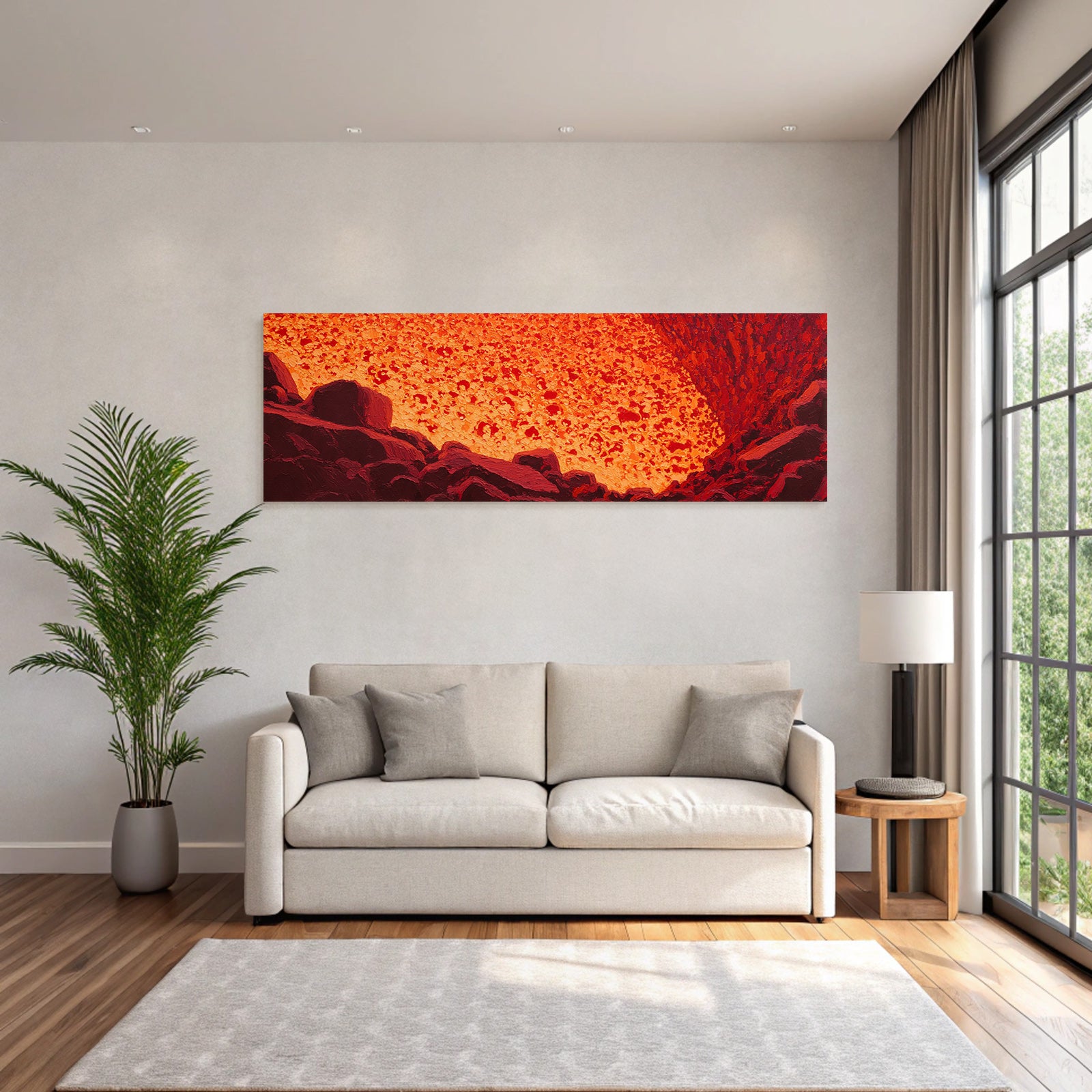 Abstrakte Vulkanlandschaft Mit Gluhender Lava