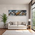 Aquarellberglandschaft Mit Schneebedeckten Spitzen Und Goldenem Sonnenlicht