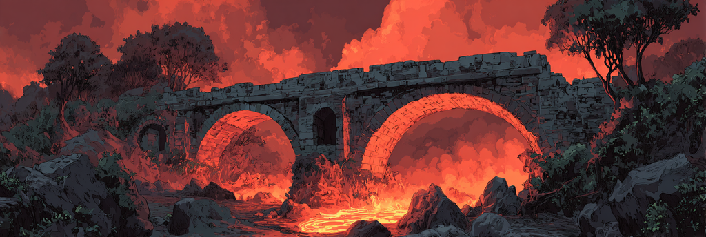 Feurige Steinerne Brücke In Dramatischer Landschaft | Feuer und Vulkane | Natur