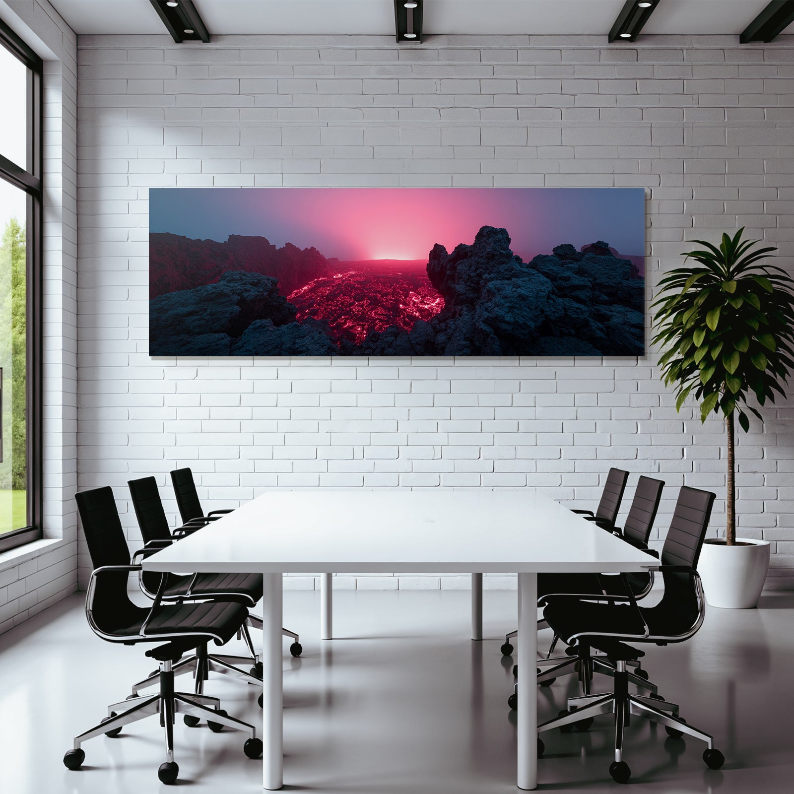 Glühende Lava Am Vulkankrater