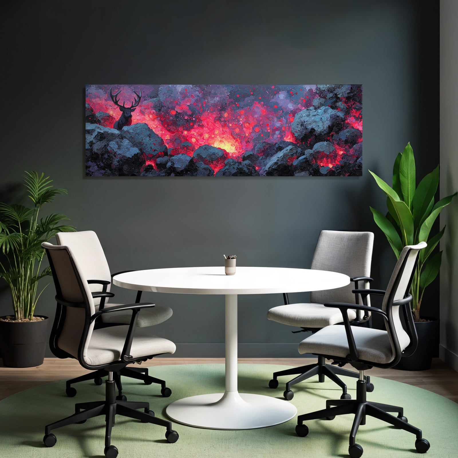 Hirsch In Einer Glühenden Vulkanlandschaft
