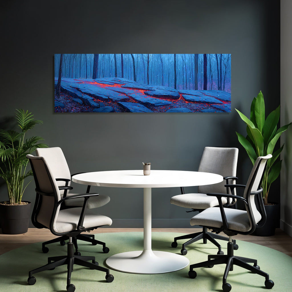 Stimmungsvolle Vulkanlandschaft Mit Lavafluss Im Wald