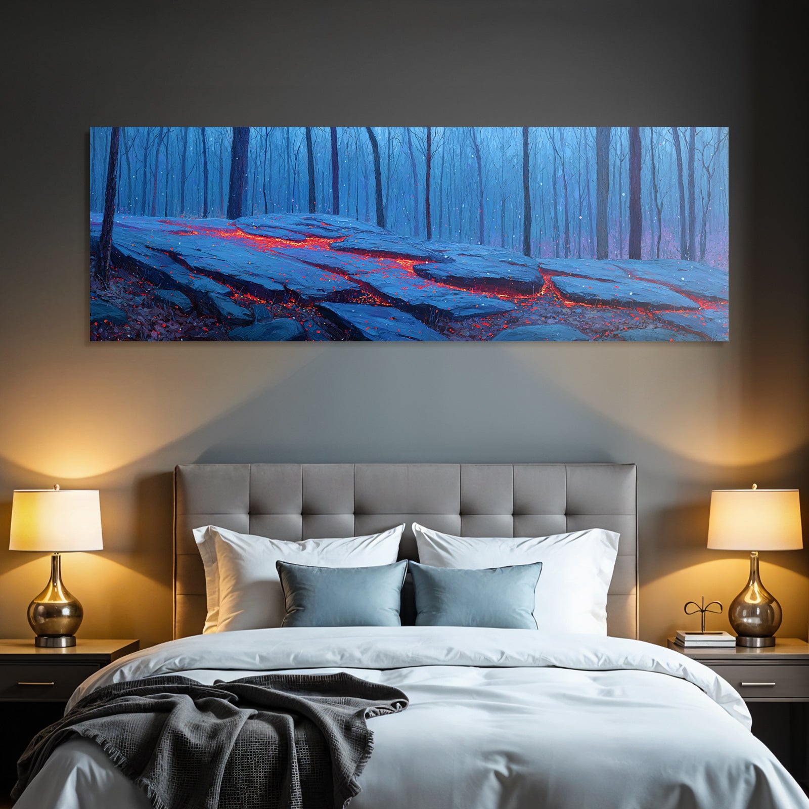 Stimmungsvolle Vulkanlandschaft Mit Lavafluss Im Wald