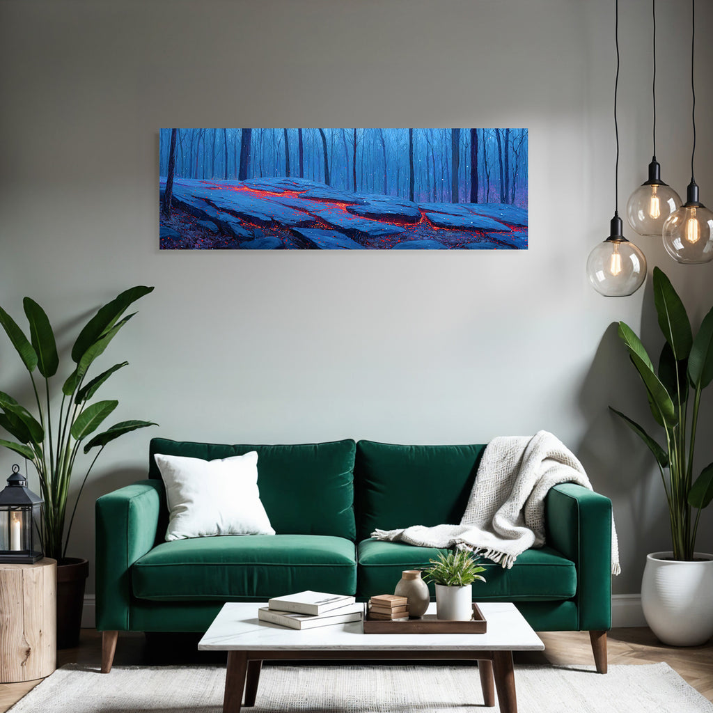 Stimmungsvolle Vulkanlandschaft Mit Lavafluss Im Wald