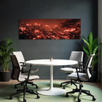 Vulkanlandschaft Mit Glühender Lava Und Silhoütten