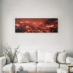 Vulkanlandschaft Mit Glühender Lava Und Silhoütten