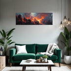 Vulkanlandschaft Mit Lava Und Dramatischen Wolken
