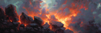Vulkanlandschaft Mit Lava Und Dramatischen Wolken | Feuer und Vulkane | Natur