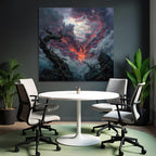 Dramatische Landschaft Mit Turbulentem Himmel Und Knorrigen Bäumen