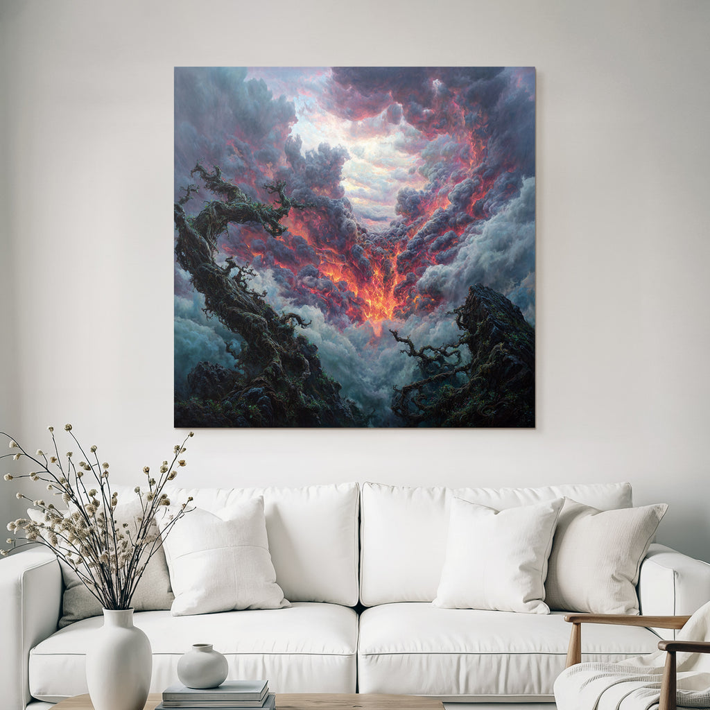 Dramatische Landschaft Mit Turbulentem Himmel Und Knorrigen Bäumen